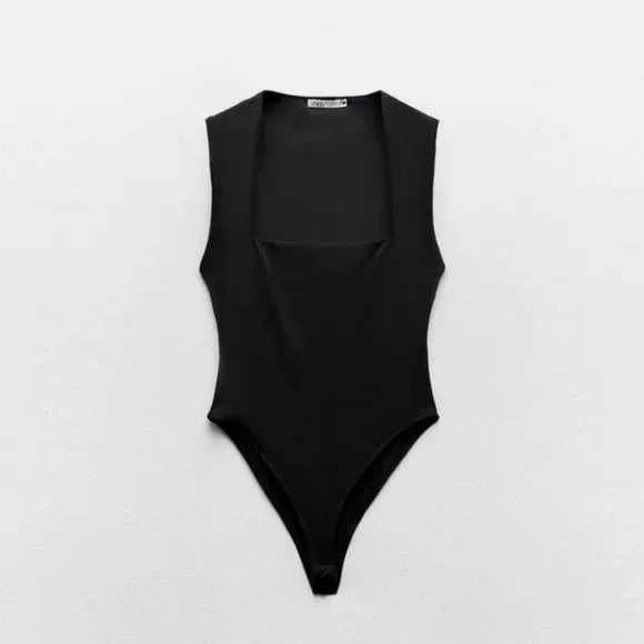 Zara | Tops | Zara Square Neck Polyamide Bodysuit | Poshmark